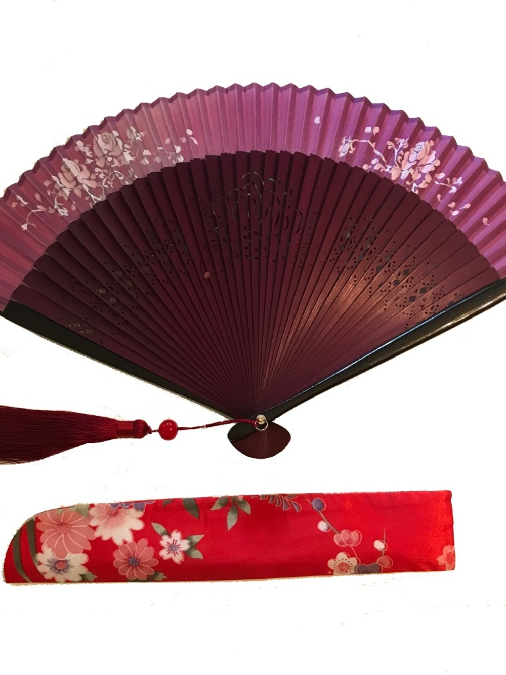 NWOT Oriental Fan In Silk Case